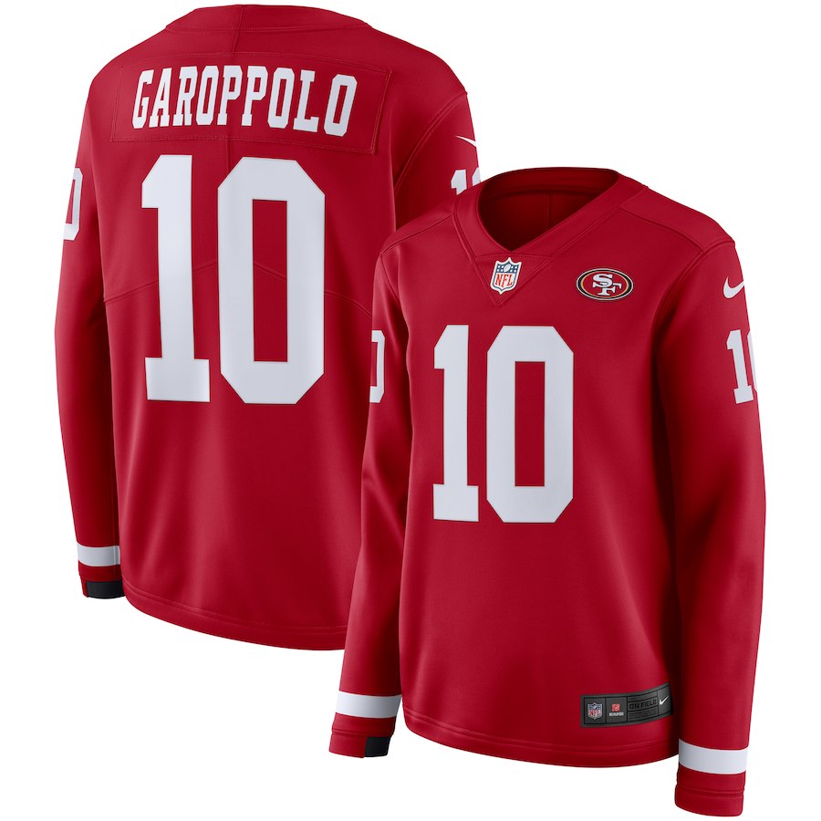 Women San Francisco 49ers #10 Garoppolo red Limited NFL Nike Therma Long Sleeve Jersey
